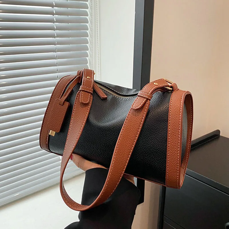 

Винтажные сумки для женщин, Высококачественная простроченная сумка на плечо, нишевая дизайнерская сумка-ведро, новинка 2023, темпераментные модные сумки через плечо