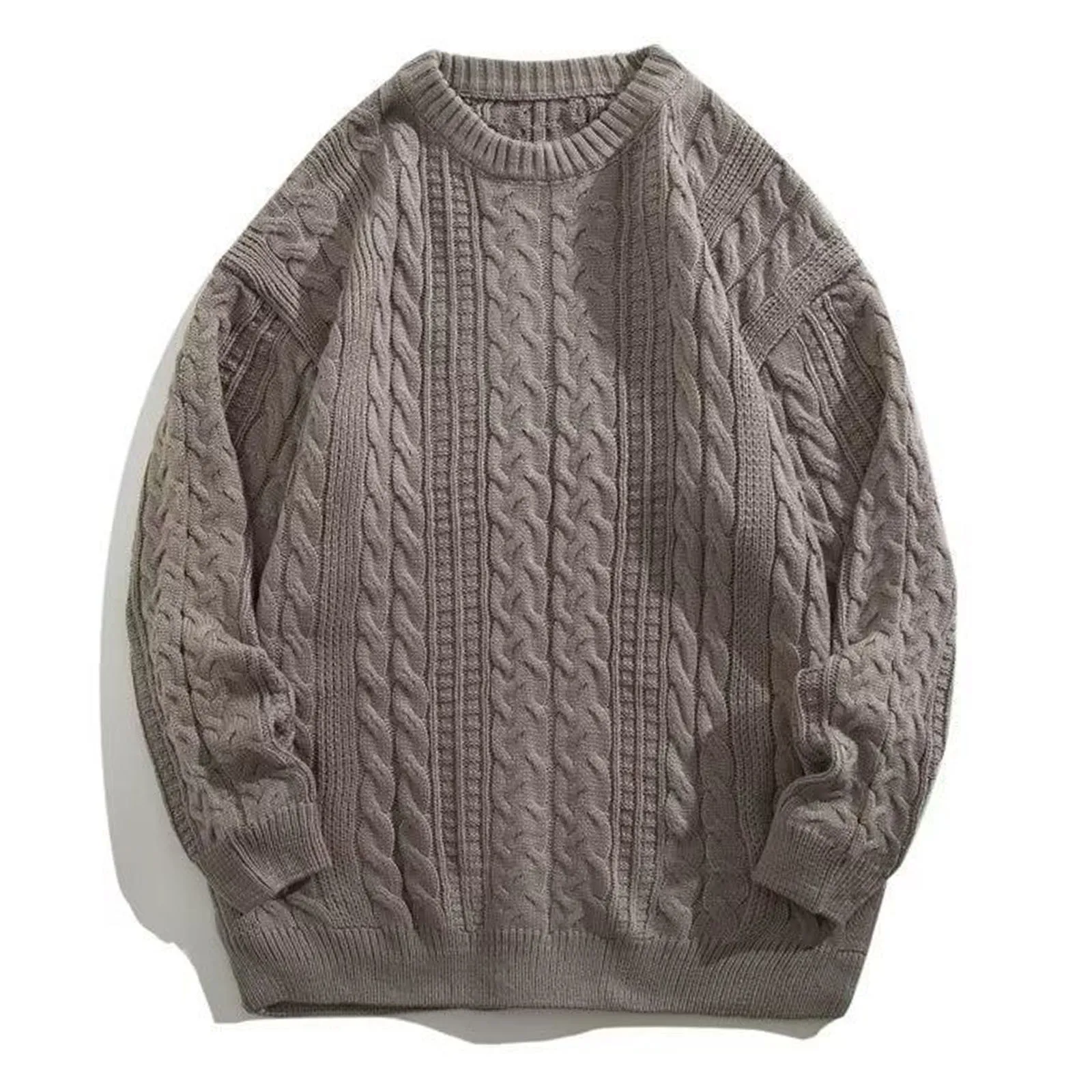 

Свитер мужской вязаный однотонный с круглым вырезом, в стиле Харадзюку