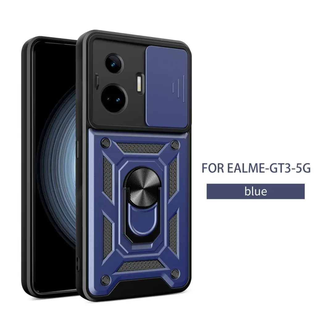 

For Oppo Realme GT3 GT3 Case Push Window Lens Cover Ring Bracket Etui Coque for Realme GT3 Phone Fundas Mobile Phone Accessories