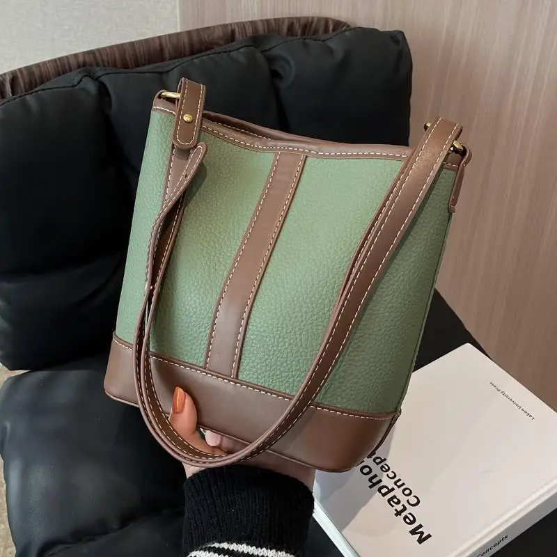 

Женская сумка-ведро из ПУ кожи, новая вместительная сумка через плечо в Корейском стиле, женская сумка через плечо