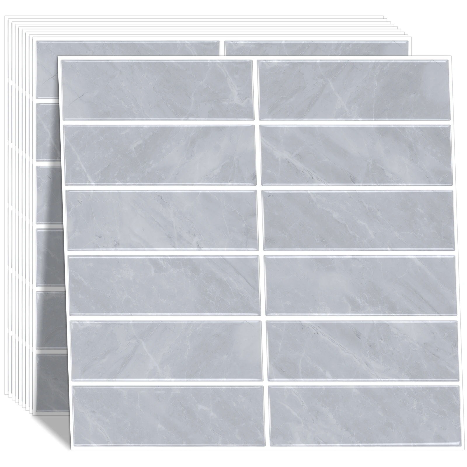 

5 Sheets Vividtiles Peel And Stick Tiles 3D Waterproof Wall Tile Sticker Big Size 12x12 inche Self-adhesive Vinyl Wallpaper