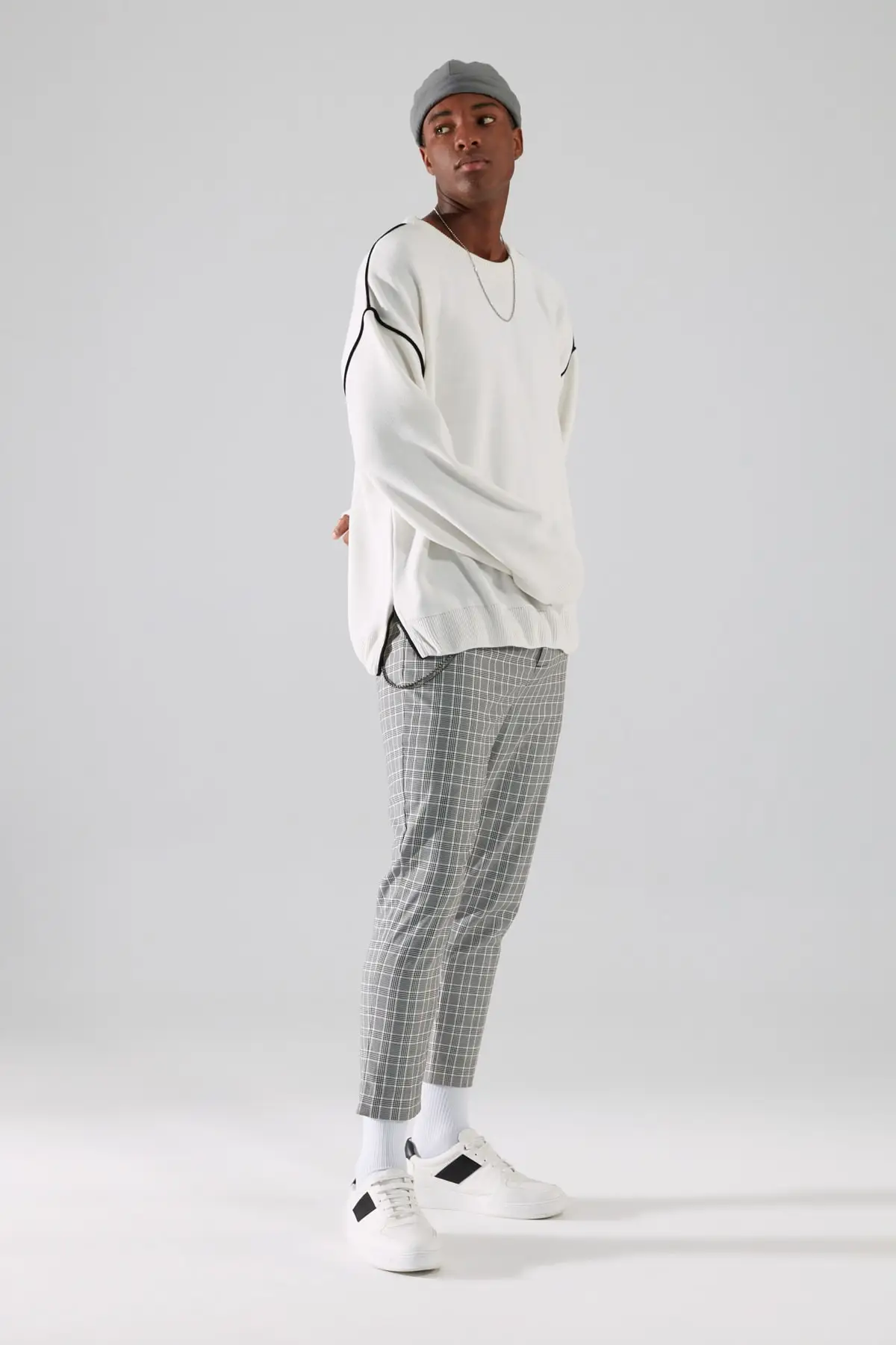 

Men's Oversize cycling collar Biye detailed Knitwear pullover tmnaz0142