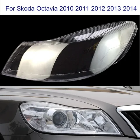 Чехол для фар Skoda Octavia 2010- 2014, прозрачный корпус для фар из плексигласа, замена оригинальных линз