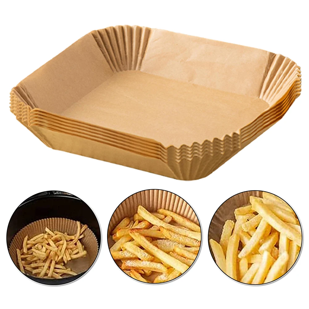 

50pcs Air Fryer Disposable Paper Liner Non-Stick Mat Parchment Wood Pulp Steamer Round Paper Liner Dropshipping