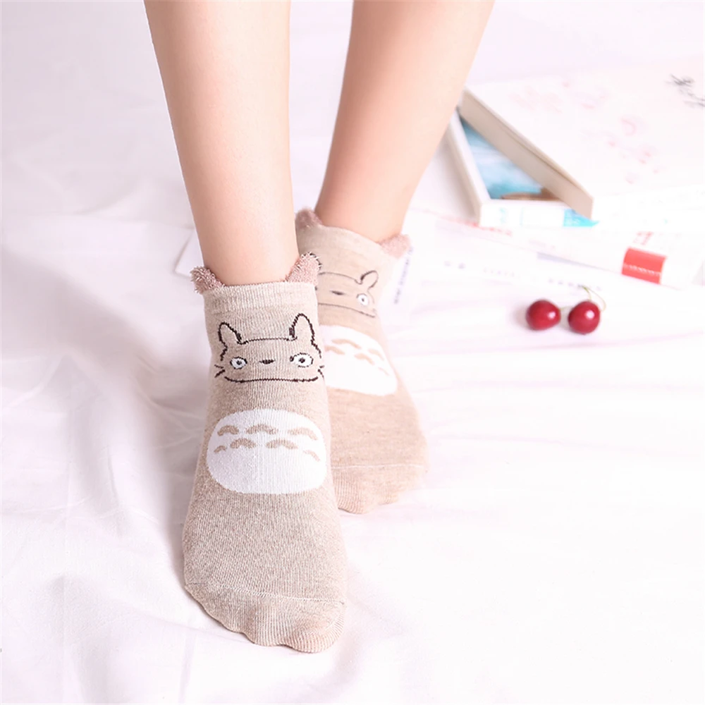 1 Pair Cartoon Totoro Ankle Socks Funny Fashion Cute Cat Anime Women Sock Summer Spring Soft Cotton Happy Japanese Korean Sox