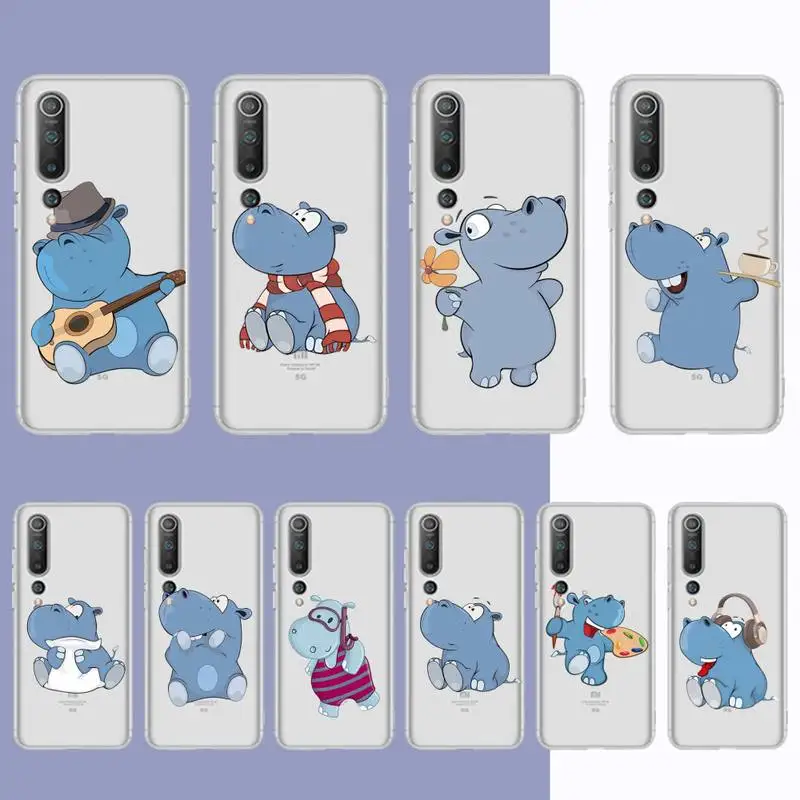 

Cute Hippo Phone Case For Samsung S 20 21 22 23 for Redmi Note7 8 9 10 for Huawei P20 30 40 Clear Case