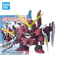 bandai original q version sd zgmf x09a justice gundam anime action figure assembly model toys model ornaments gifts for children