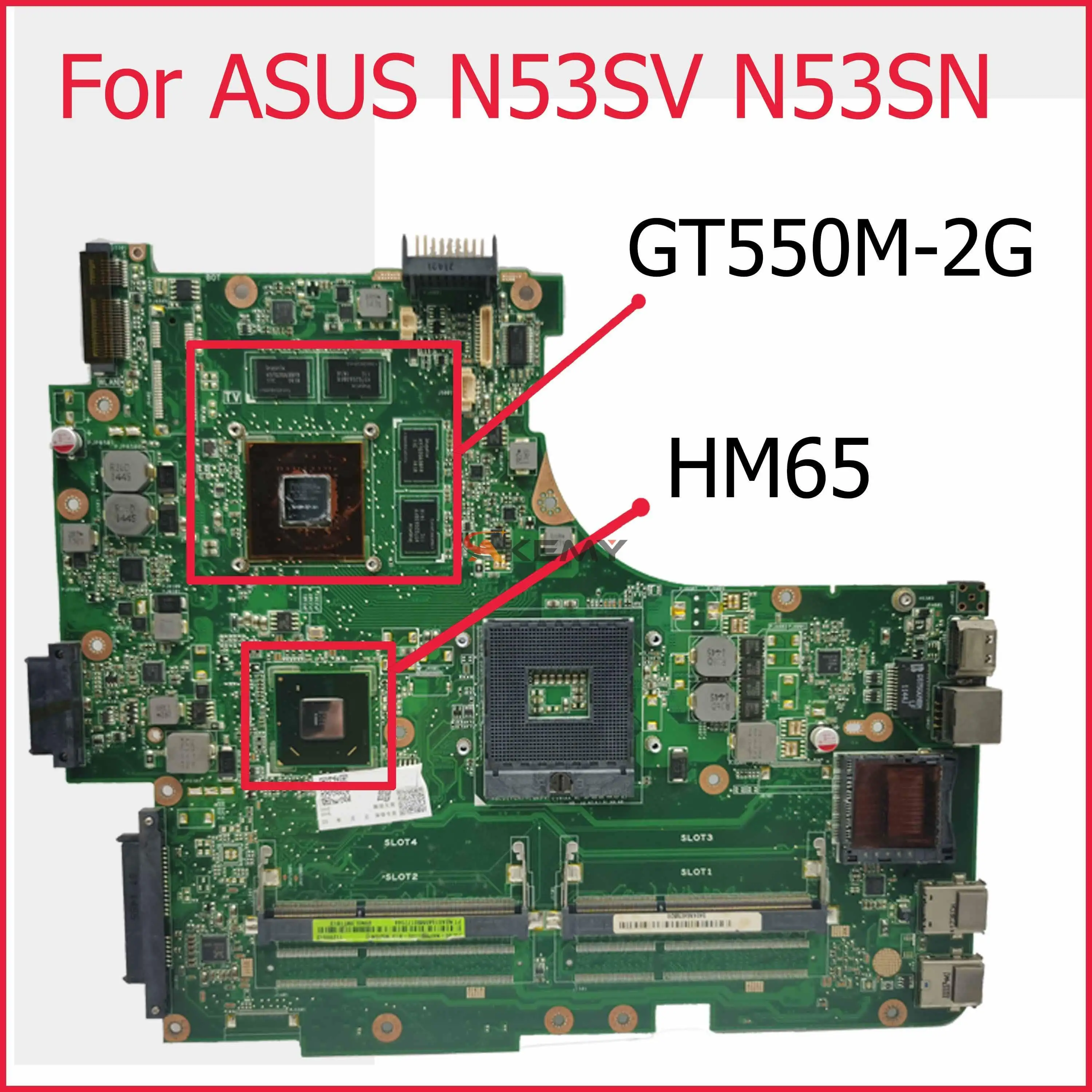 

N53SN orginal motherboard For ASUS N53SV N53SN N53SM HM65 DDR3 GT550M-2G Notebook motherboard Mainboard full test 100% work