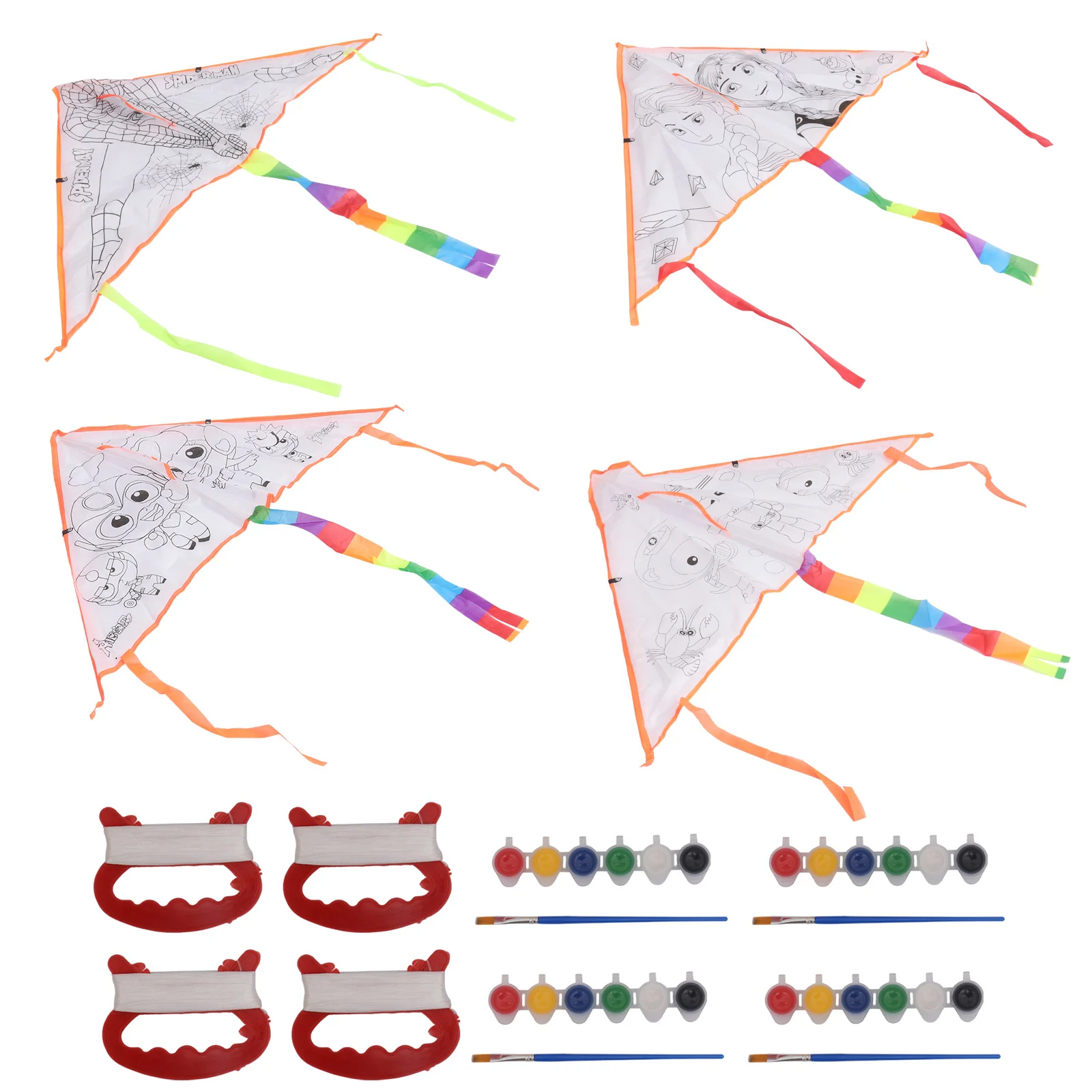 

4 Sets of Chic DIY Accessories Teaching Props Kite Making Props (White)