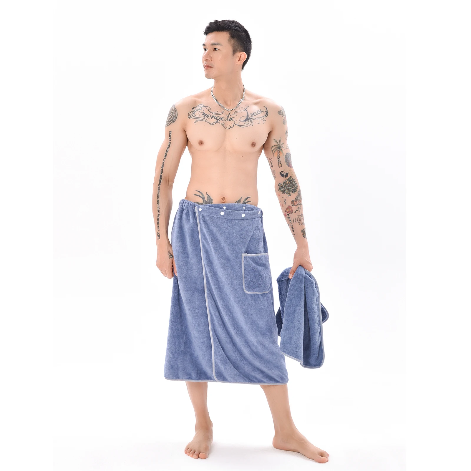 2 Piece Set Wearable Magic Bathrope with Pocket Mircofiber Magic With Pocket Swimming Soft Beach Blanket Shower Skirt Sports Gym