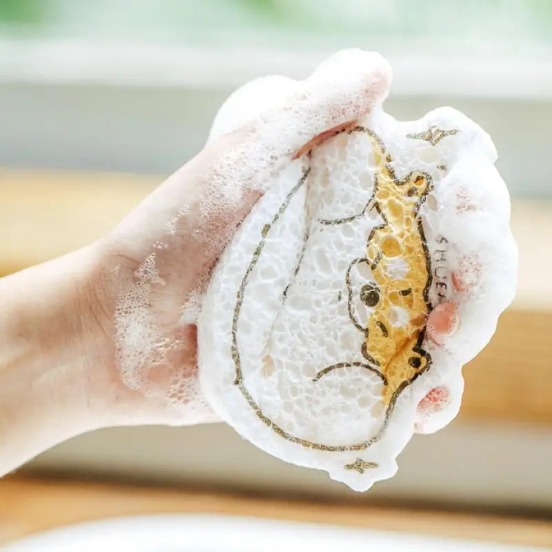 

Non-stick Compressed Wood Pulp Sponge Cartoon Dish Cloths Oil Remove Magic Wipes Dishwashing Sponge Cleaning Tools For Kitchen