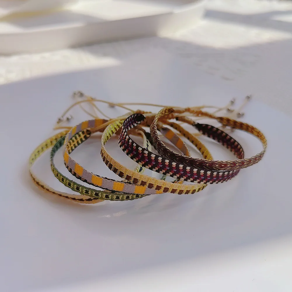 

KKBEAD Handwoven Slim Bracelet from Colombia Hippie Cloth Braided Wristband Bracelets Women Men Friendship Jewelry Boho Pulseras