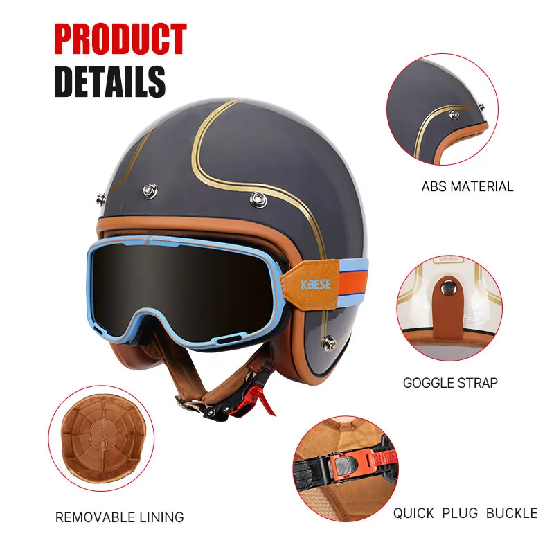 Мотоциклетные шлемы с открытым лицом в стиле ретро классический шлем горошек