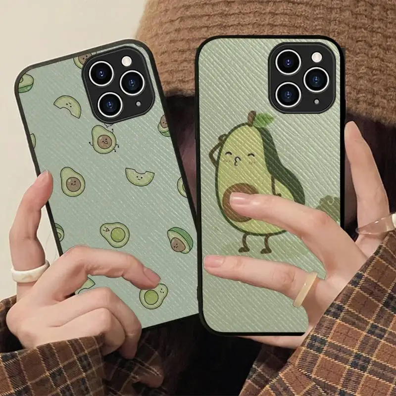 

Cute Cartoon Avocado Food Phone Case Hard Leather Case for iPhone 11 12 13 Mini Pro Max 8 7 Plus SE 2020 X XR XS Coque