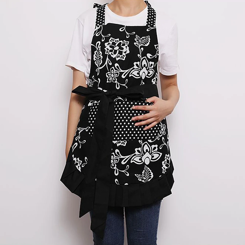 

Женский Галстук из органического хлопка, фартук в стиле ретро, милый длинный винтажный фартук для готовки, два кармана