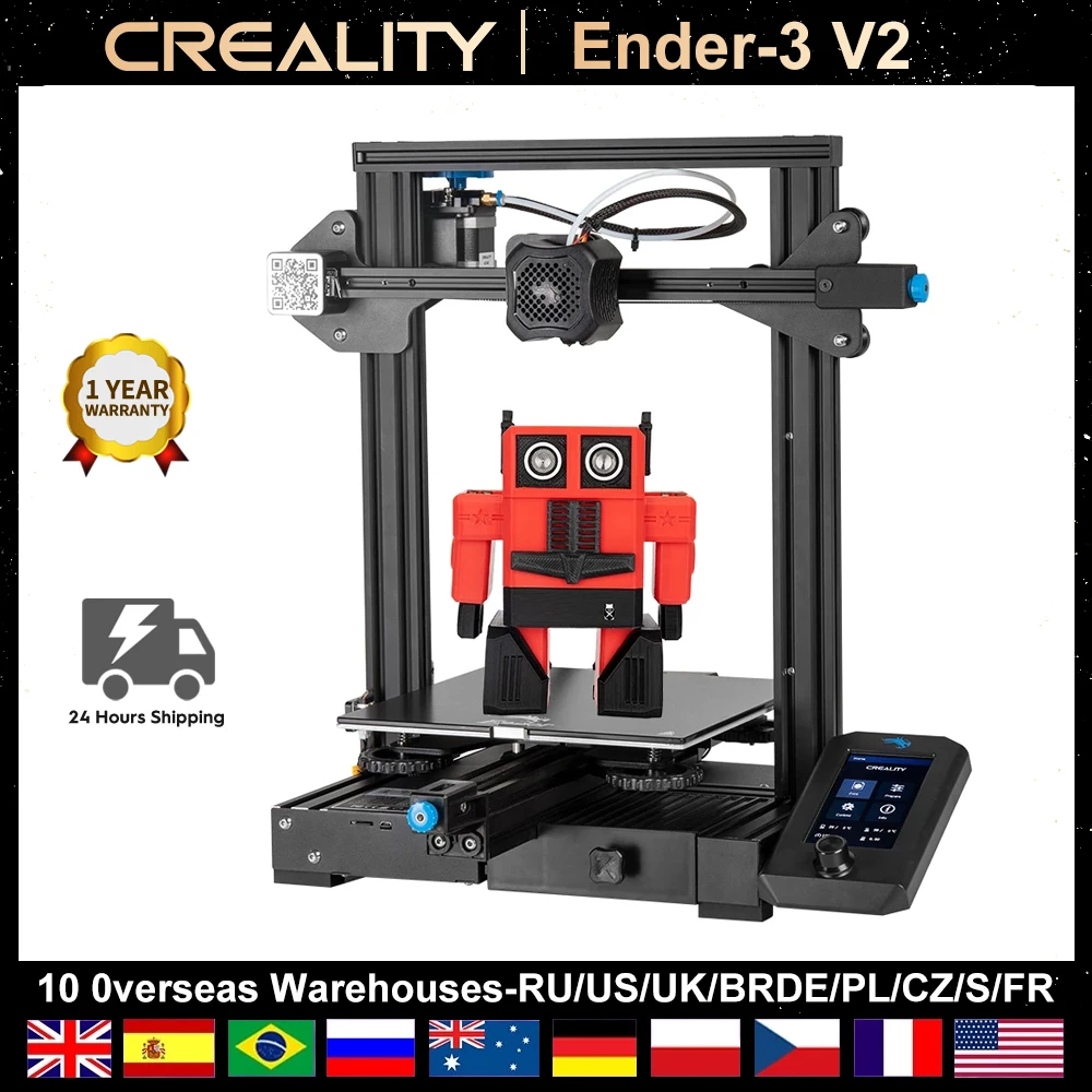 3D принтер Ender-3 V2 Creality с бесшумной материнской платой TMC2208 шаговые драйверы новый