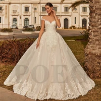 luxury wedding dress crystal appliques beading off the shoulder o neck lace up elegant princess vestido de novia for women