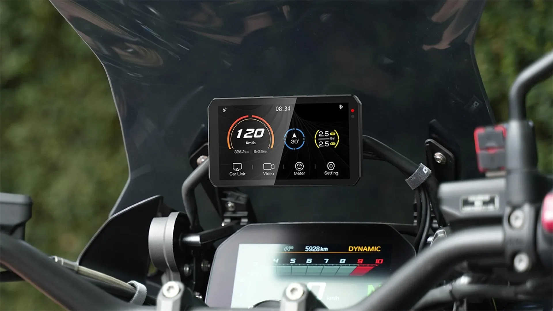 AIO-5Lite Мотоциклетная система Carplay Android Auto с GPS-навигацией BSD STARVIS HDR 5 дюймов IPS LCD 5G Wi-Fi