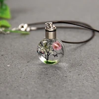 led dried flower glass luminous pendant shine necklace flash pendant luminous toys necklace creative glow necklace decoration