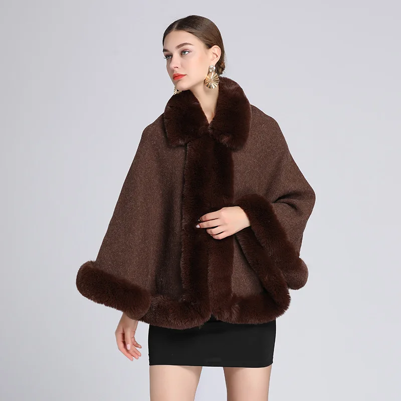 New Winter Long Sleeve Imitation Otter Rabbit Hair Coat Women Fashion Warm Fur Coats Outerwear Fake Fur Shawl Women Clothing