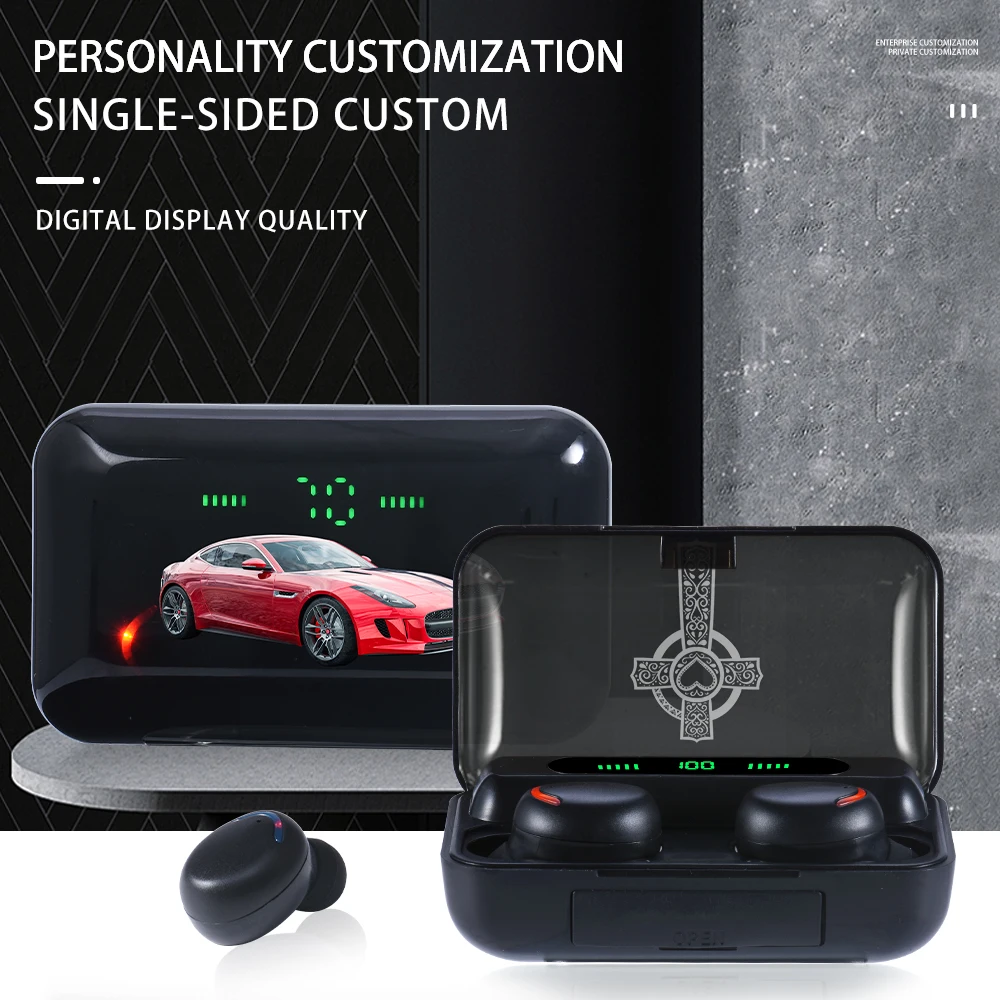 

Free LOGO Custom TWS Bluetooth Wireless Earphones With Mic Fingerprint Touch 9D HiFi Stereo Headphone Sports Waterproof Headset