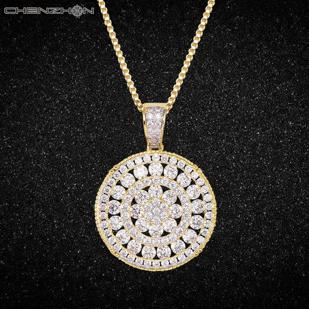 Круглый кулон хип-хоп Рок Стиль дизайн вымощенное AAA кубическим цирконием, ожерелье для женщин Золотой модное ювелирное изделие, подарок