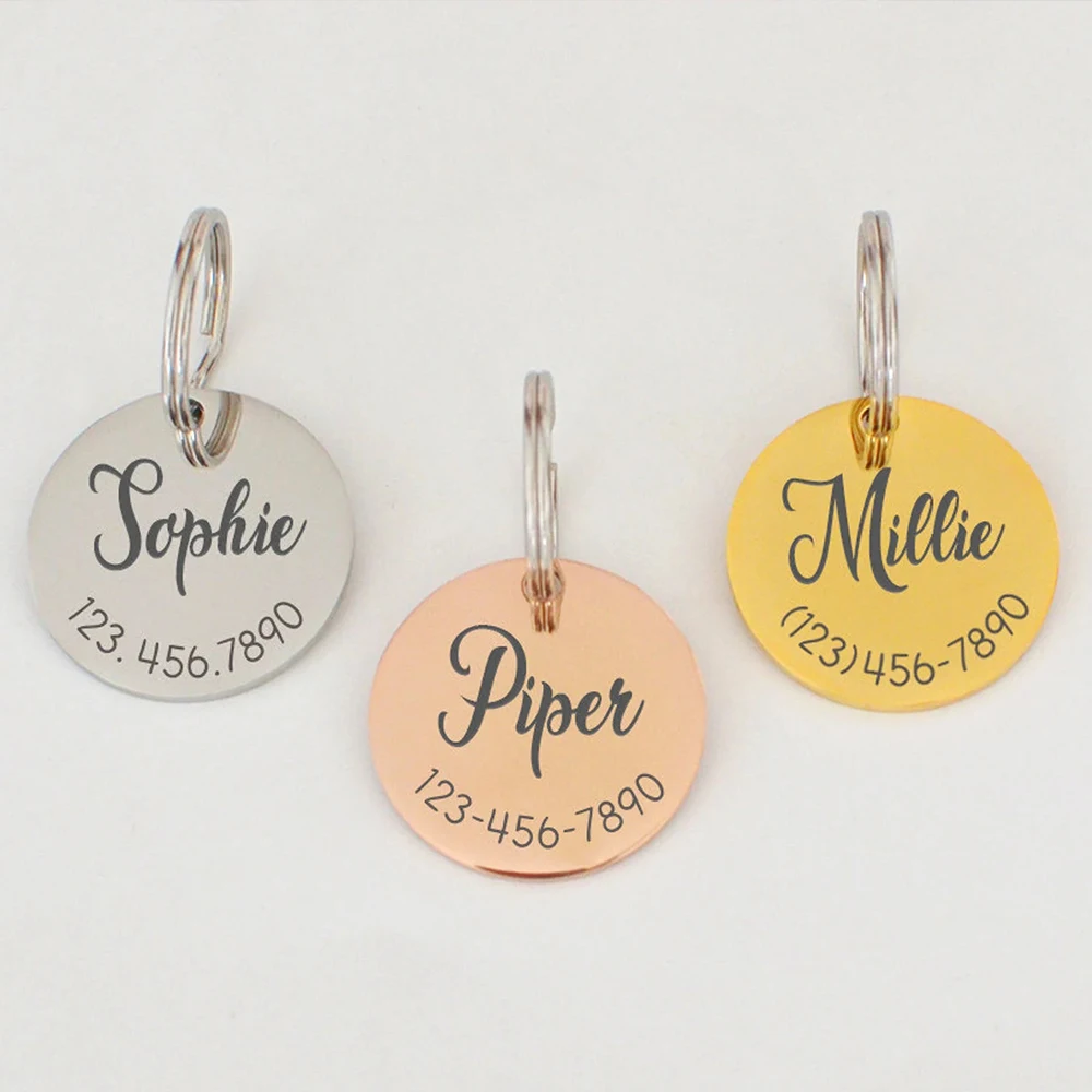 

Personalized Cat Pet ID Tag Collar Accessories Custom Engraved Necklace Chain Cat Supplies For Name Charm