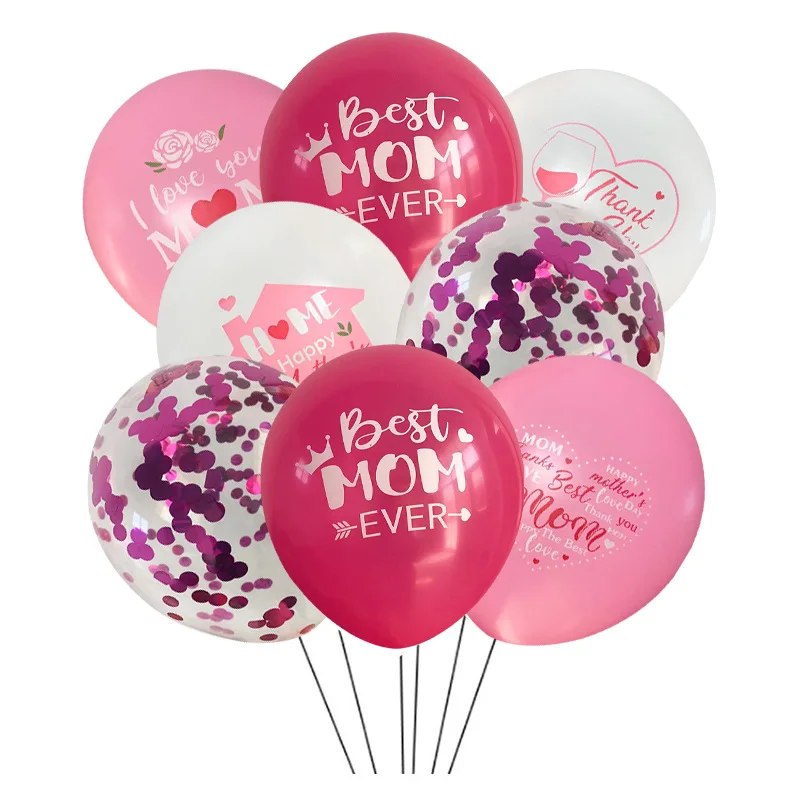 

12pcs/lot Happy Mother's Day Latex Balloon Mother Day Decorations I Love You Best Mom Printed Balls Mum Gifts Birthday Party
