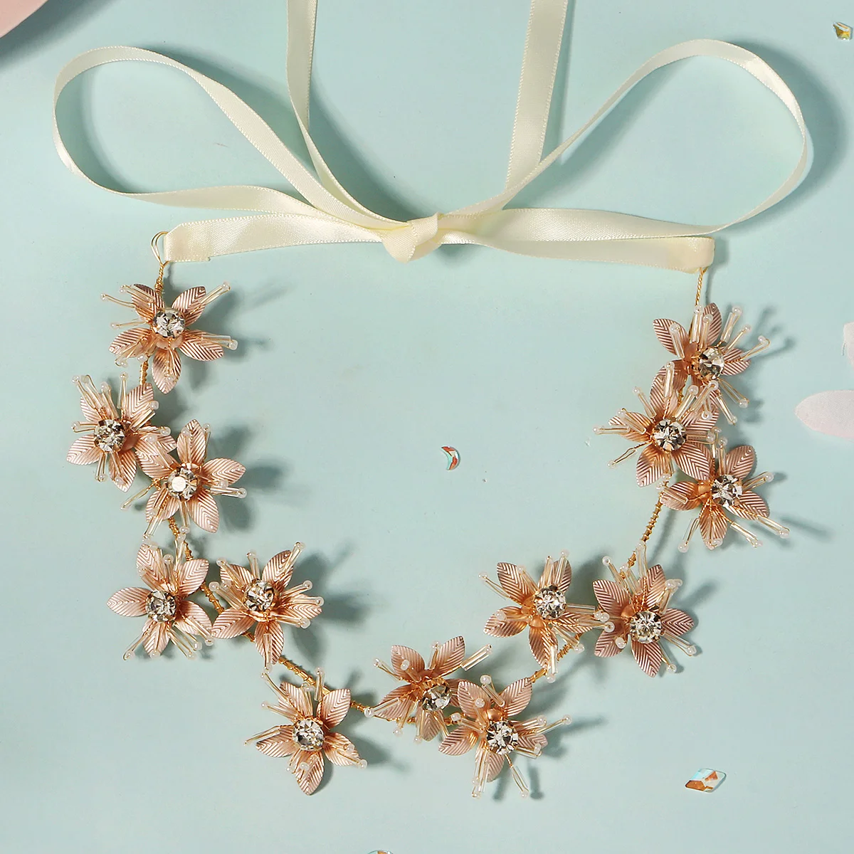 Металлические цветочные резинки для волос женщин богемные головные уборы