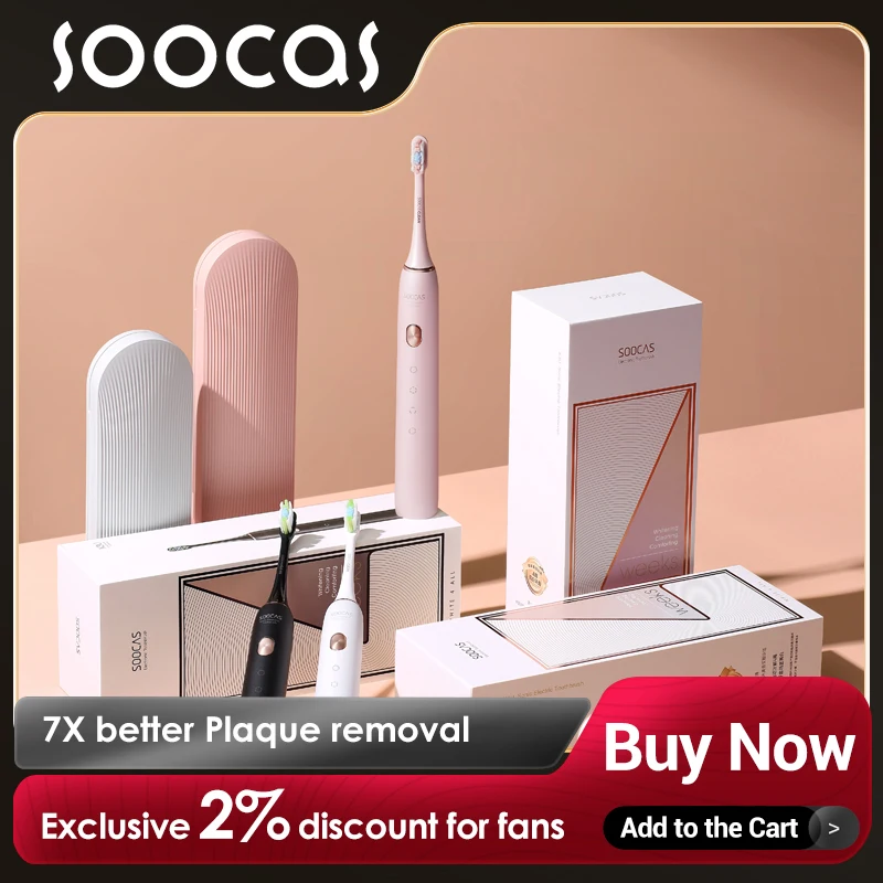

SOOCAS X3U Ultrasonic Toothbrush USB Rechargeable Waterproof With Three Heads For Adult