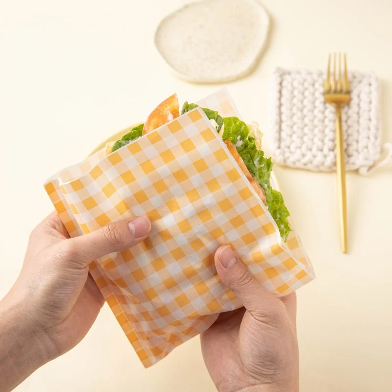 

50 шт., Новые квадратные пакеты для упаковки сэндвичей, гамбургеров, картофеля фри, смазочные коробки с масляным покрытием, упаковочная бумаг...