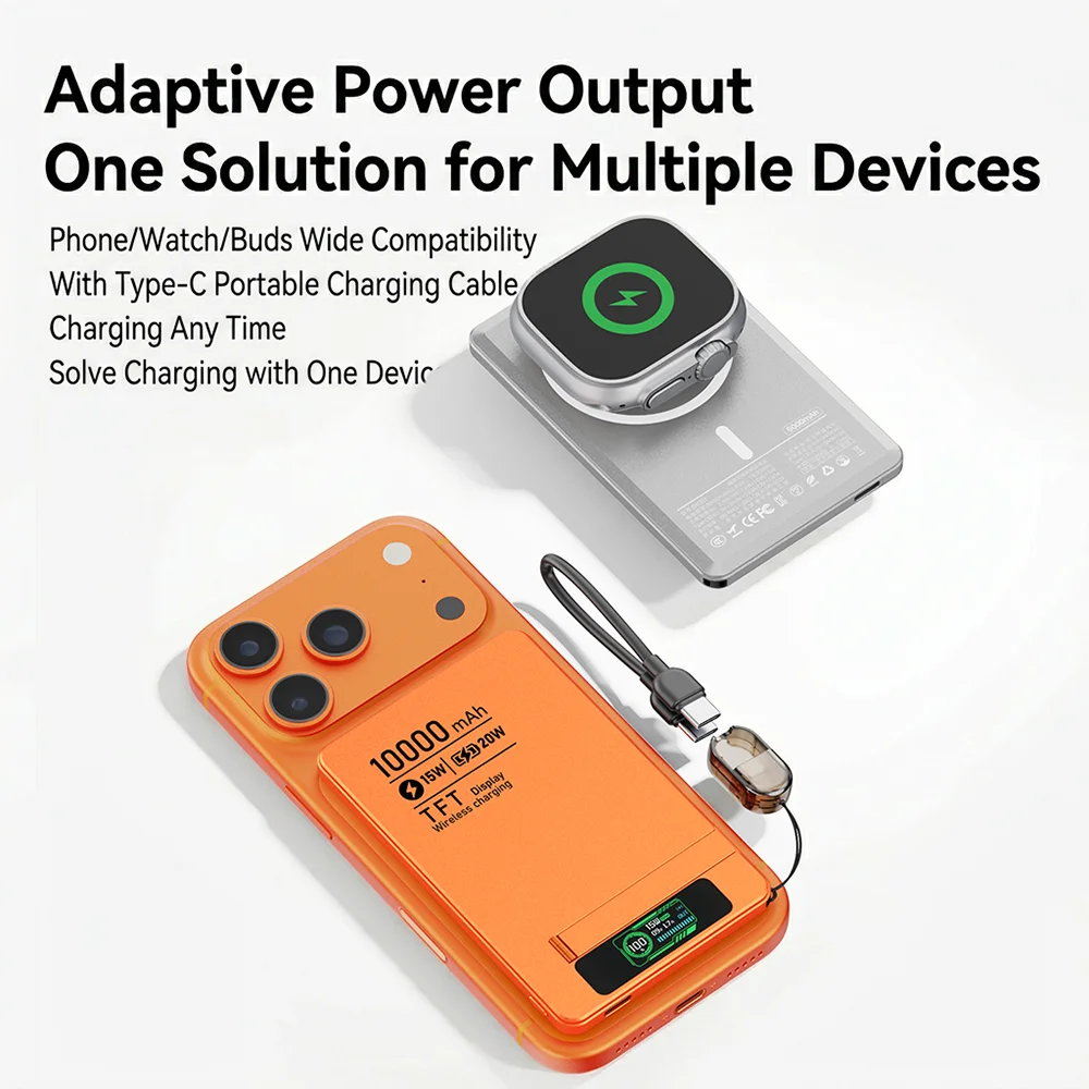 Фото Оригинальный магнитный внешний аккумулятор Powerbank для MagSafe, беспроводное зарядное устройство для iPhone 17 и Apple Watch №5
