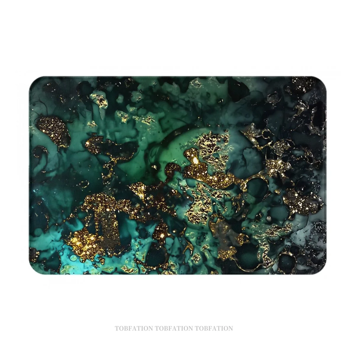 

Bath Non-Slip Carpet Gold Indigo Faux Malachite Marble Flannel Mat Entrance Door Doormat Home Decoration Rug