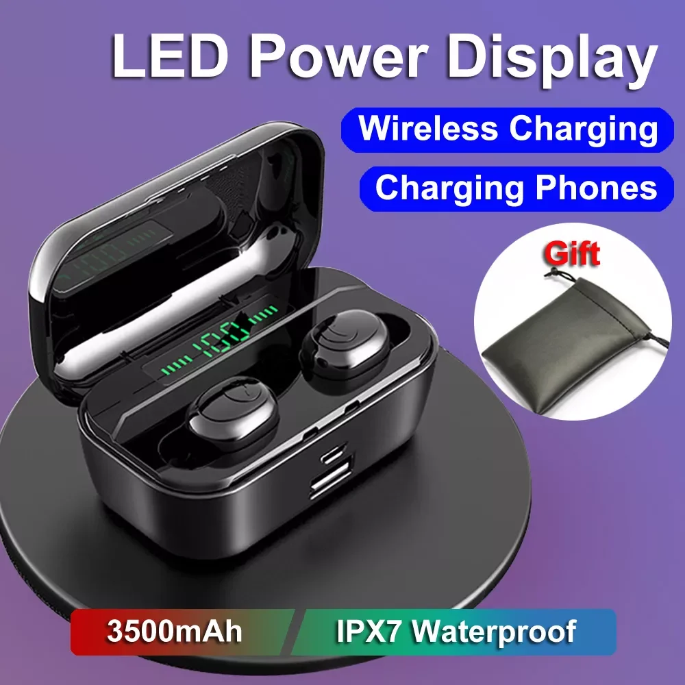 

Wireless Bluetooth Earphone 5.0 TWS Headset Sport Earbuds Deep Bass Gaming Headphones Hands-free with Mic Charging bank