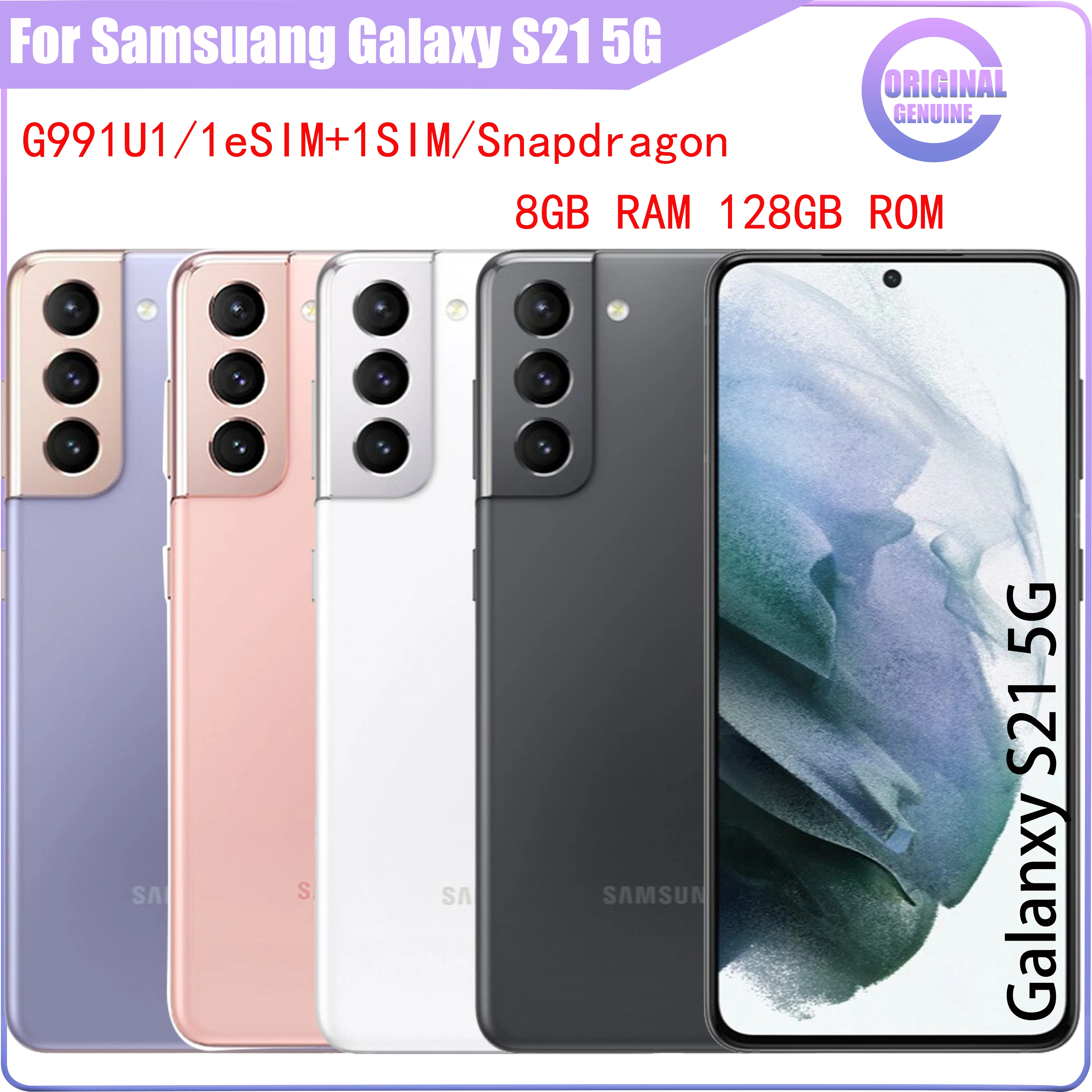 

For Samsung Galaxy S21 5G G991U1 6.2" ROM 128GB RAM 8GB Snapdragon 888 NFC Triple Rear Camera Octa Core Original 5G US Version