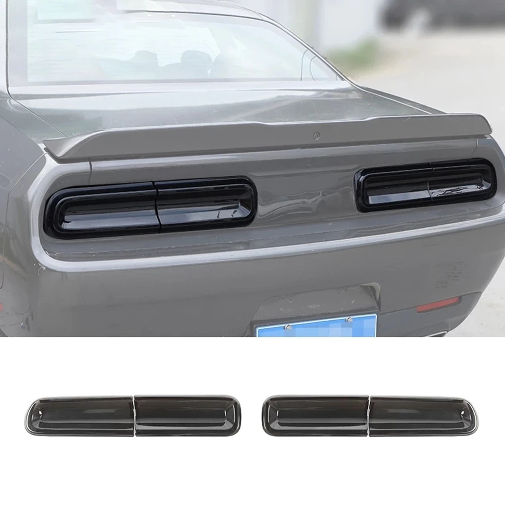 

4Pcs Car Smoked Black Rear Tail Light Decor Cover Taillight Lamp Trim Garnish Lamp Hoods for Dodge Challenger 2015-2022