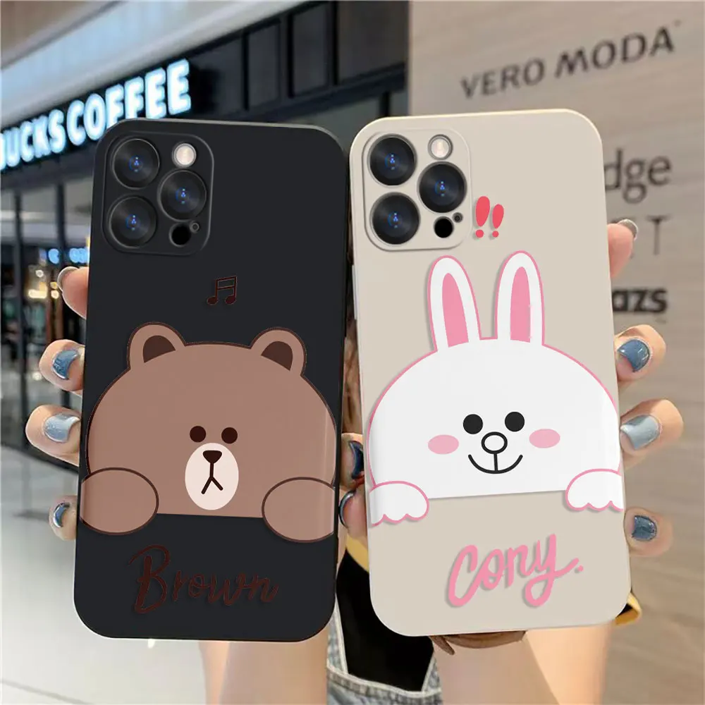 Phone Case For Apple iPhone 14 13 12 11 Pro XS Max Mini X XR SE 7 8 6 6S Plus Case Cover Funda Cqoue Shell Capa Cute Brown Bear