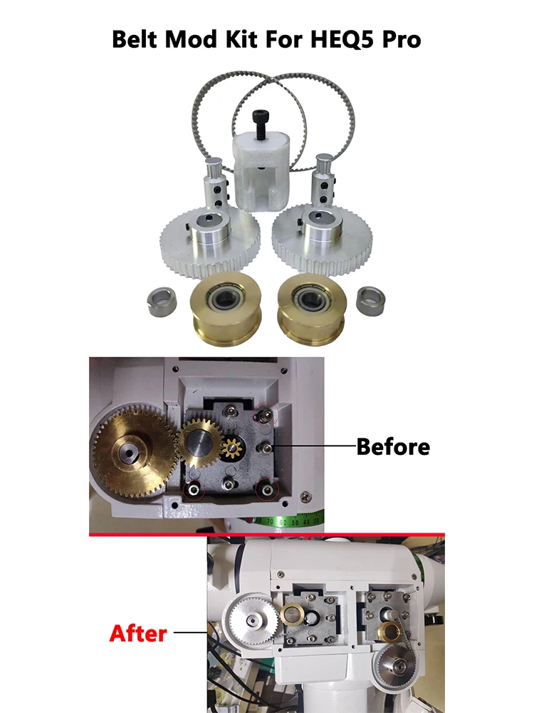 Комплект мода Riem для Sky-Watcher HEQ5 Pro Telescoop Equatoriale Mount Diy-Deze Mod Kit Vervangt De Spur gear Drive Trein Met Riemen