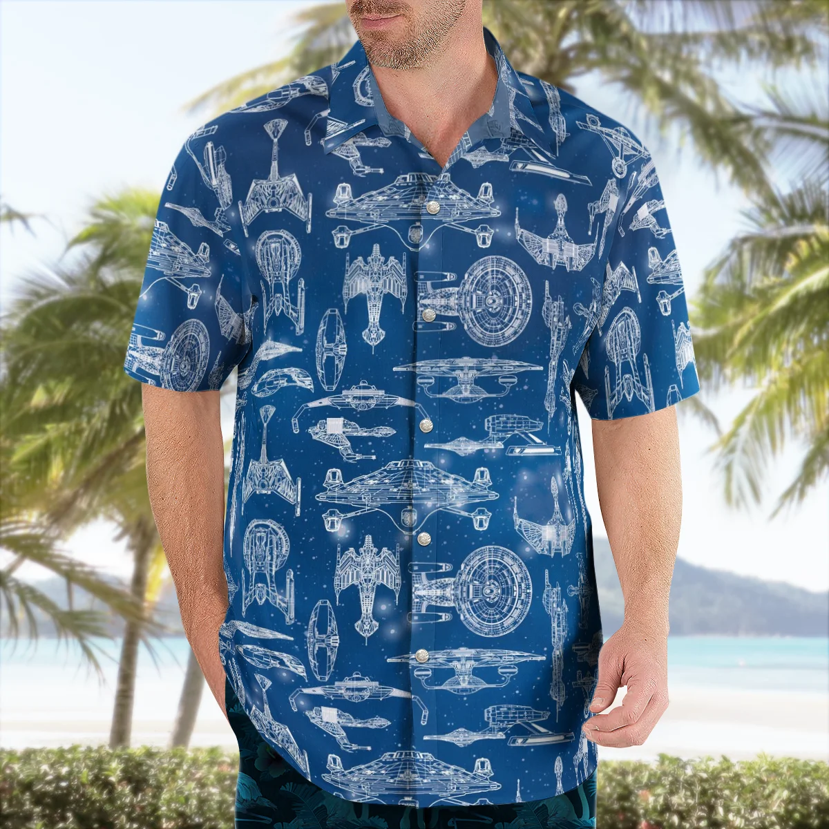 

Spacecraft 3D Beach Hawaiian 2022 Summer Anime Shirt Short Sleeve Shirt Streetwear Oversized 5XL Camisa Social Chemise Homme-550