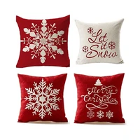 4545cm pillowcase linen christmas day red christmas tree snowflake printed pillowcase sofa cover christmas new year
