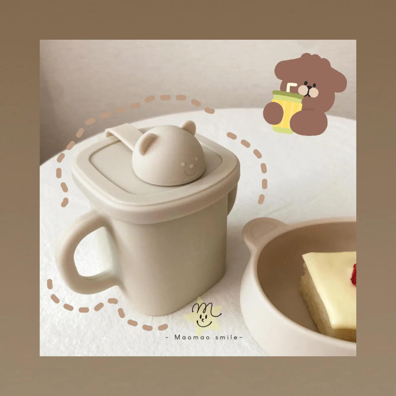 

Baby Learn Drink Cup Silicone Solid Color Cute Bear With Handle Cup Snack Cup Anti Fall Easy To Clean Children Accessories New