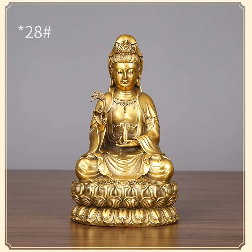 

28cm Asia HOME SHOP Altar Worship COPPER GUAN YIN PU SA Goddess BUDDHA efficacious safety Talisman buddha family Mascot statue