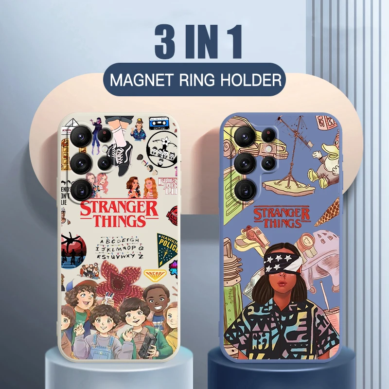 

Stranger Things Cute Logo Phone Case For Samsung S22 S21 S20 FE S10 Note 20 10 Plus Lite Ultra 5G Funda Liquid Rope Cover