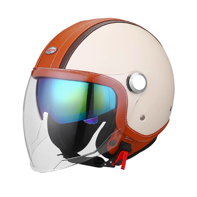 Винтажный шлем 3/4 для мотоцикла мужской сертифицированный DOT зимний женский