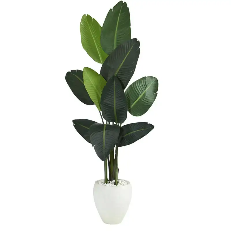 

Travelers Artificial Tree in White Planter Hanging flowers Jungle birthday party decorations Leaves artificial Fern leaves arti