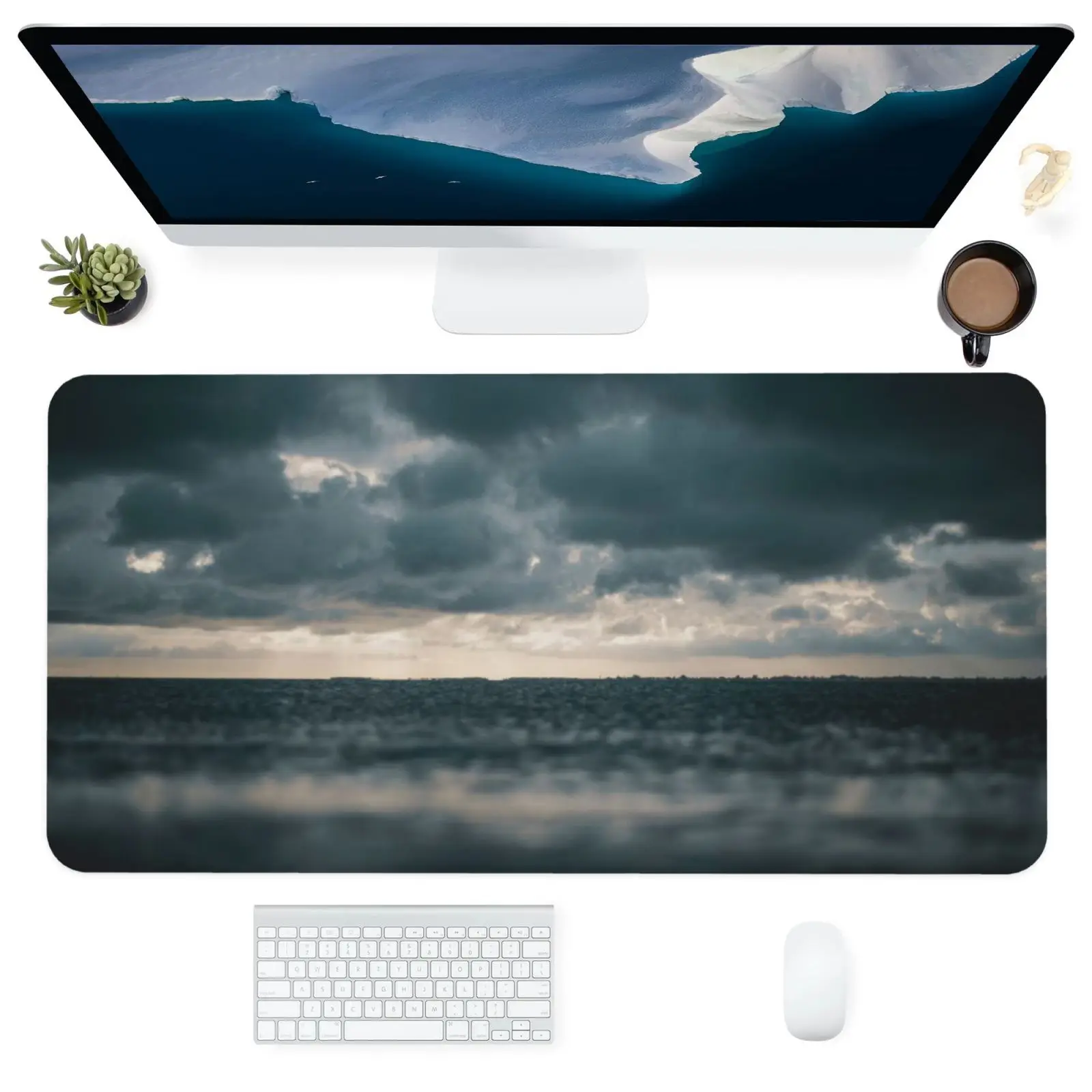 

Computer Office Mouse Pad Keyboards Accessories Square Washable Personalized Desk Mats Lake Water Sea Surface Reflection Photo