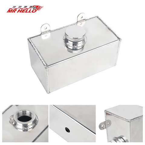 Алюминиевый сплав, 2 л, зеркальная полированная бутылка для омывателя ветрового стекла, интеркулер, распылительный бак, серебристый