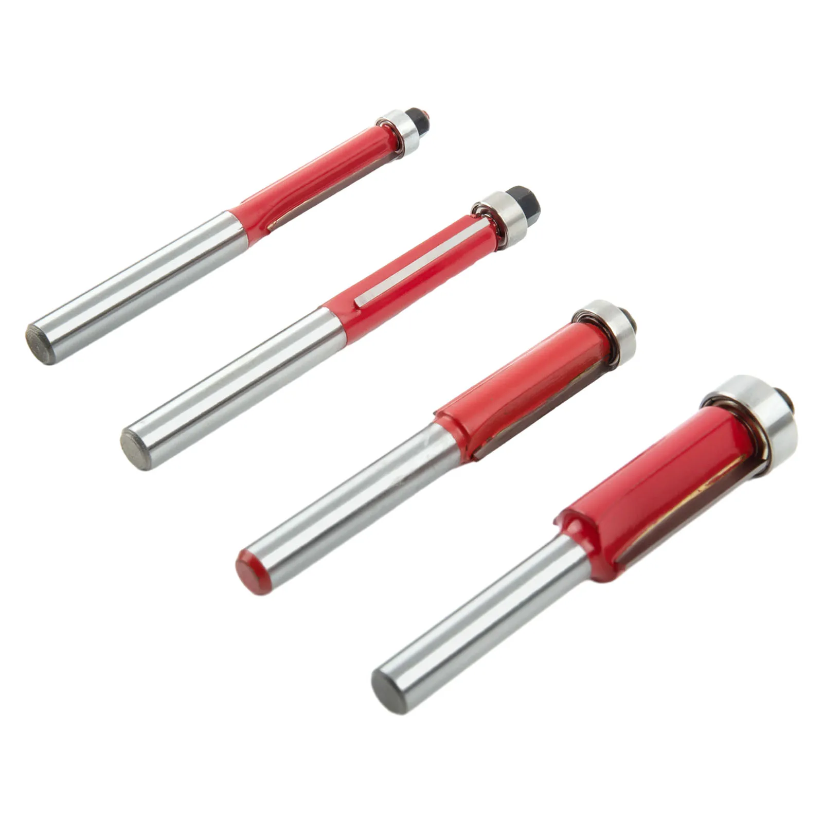 

Brand New Router Bit Woodworking 1/4handle 1/4inch Shank 4pcs/set Cemented Carbide Equipment Flush Trim Power Tools