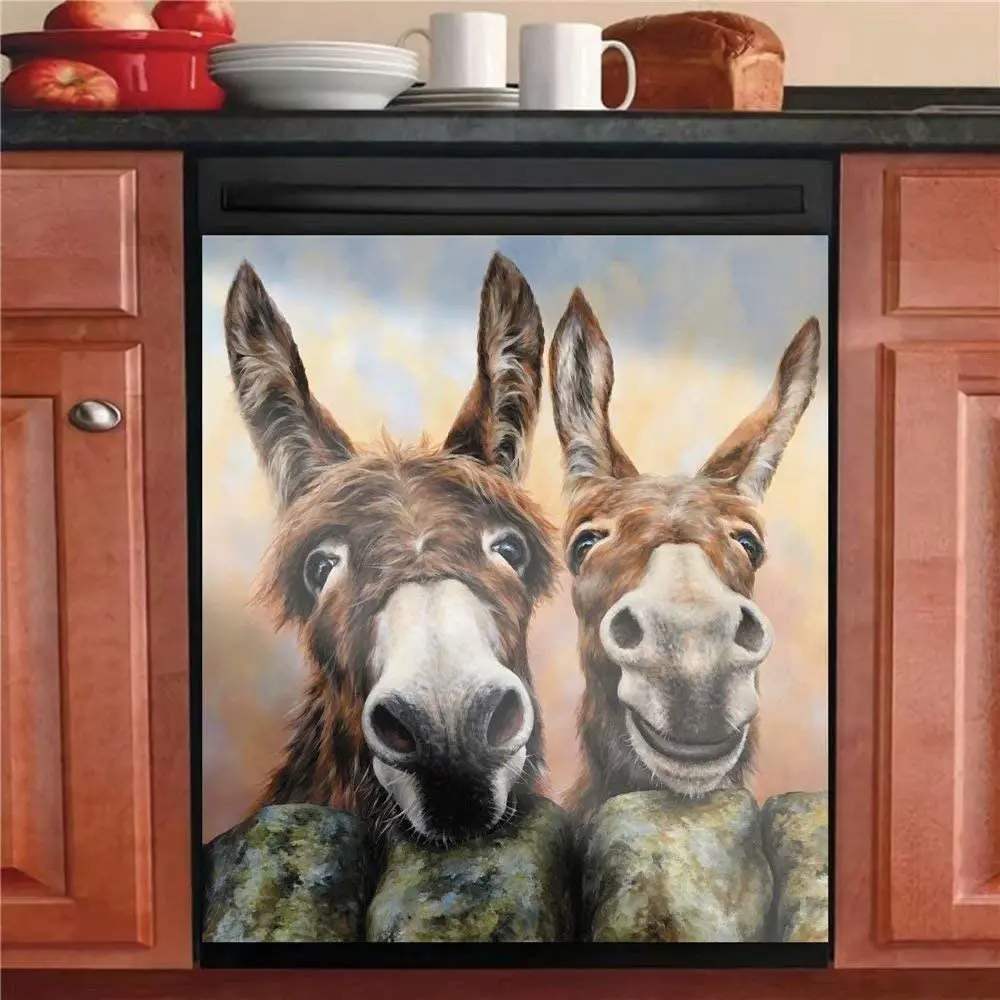

Simple Patten Animal Donkeys Vinyl Decorative Panel Decal Waterproof Magnetic Dishwasher Sticker 23" W x 26" H