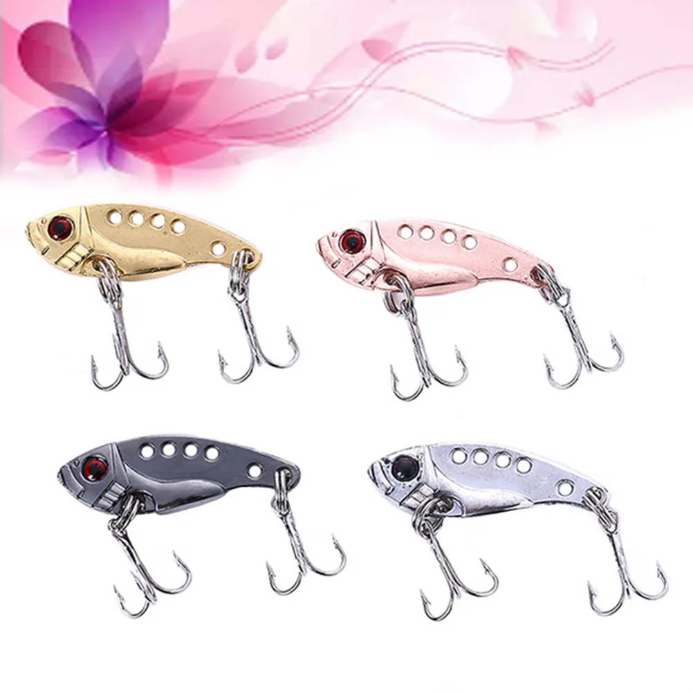 

4PCS Metal Fishing Lure Baits False Artificial Hard Plating VIB Fishing Jig Gear Tackle Accessories